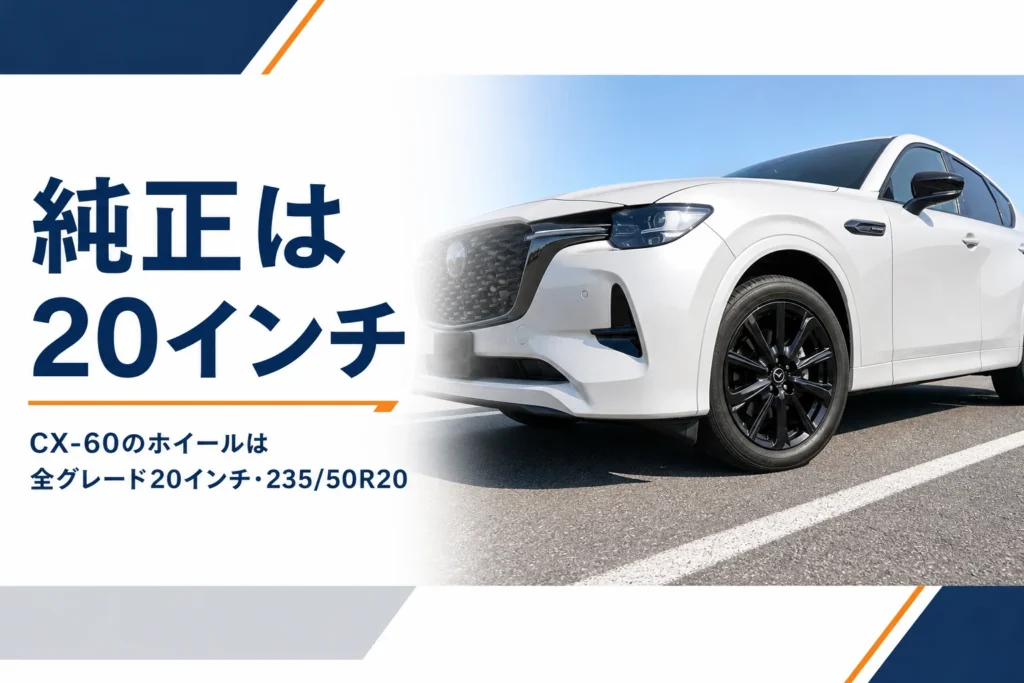マツダ CX-60の20インチアルミホイールを斜め前から見た様子