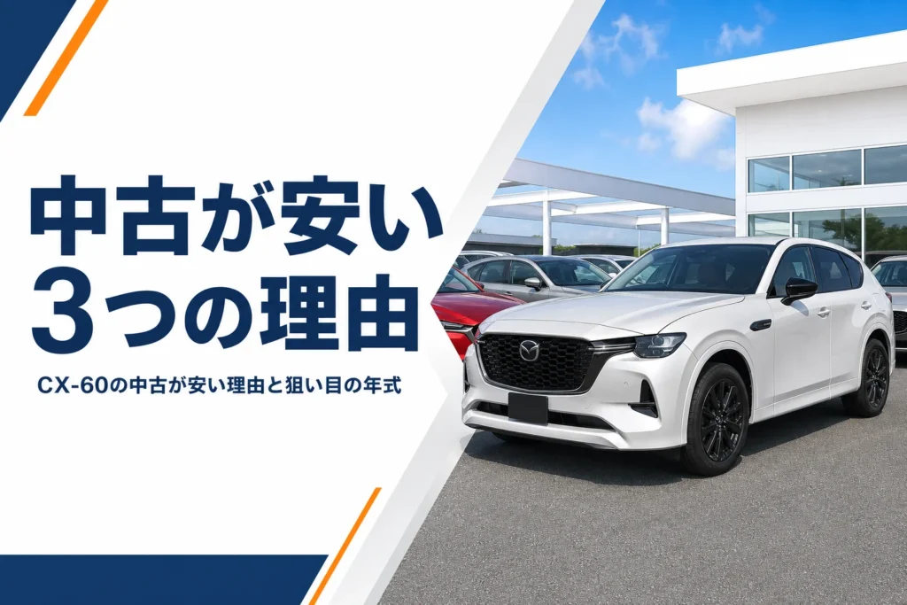 中古車販売店の屋外展示場に停まっているマツダ CX-60
